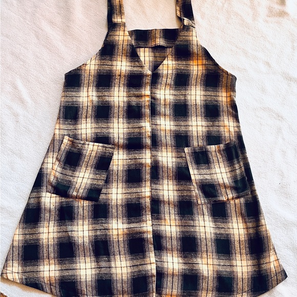 SHEIN LUNE Plaid Patched Pocket Overall Dress Sz 12-14 - Picture 2 of 2